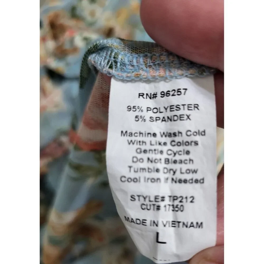 PERSEPTION CONCEPT Women's SZ Large Sheer Button Up Floral Blouse Top - Picture 8 of 8